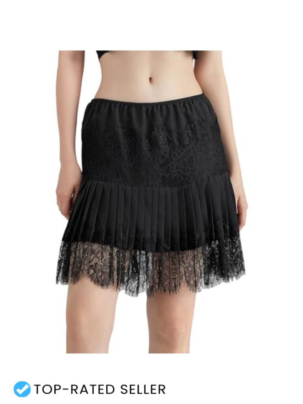 Lace Slip Mini Skirt Ruffle Pleated Flowy Y2K